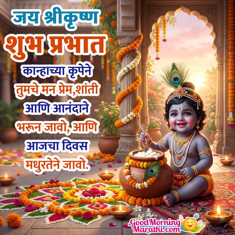Shubh Prabhat Jai Shri Krishna Lovely Marathi Photo