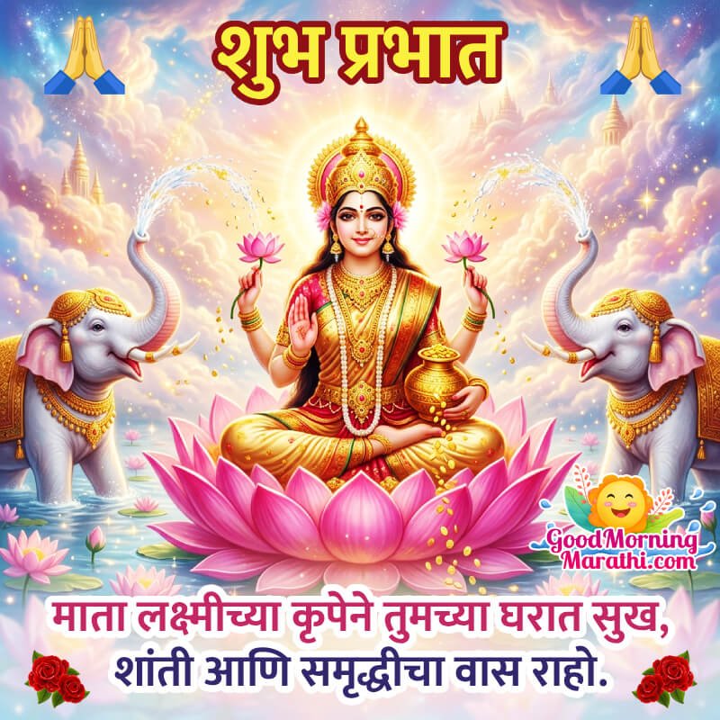 Shubh Prabhat Mata Lakshami Best Wish Pic In Marathi