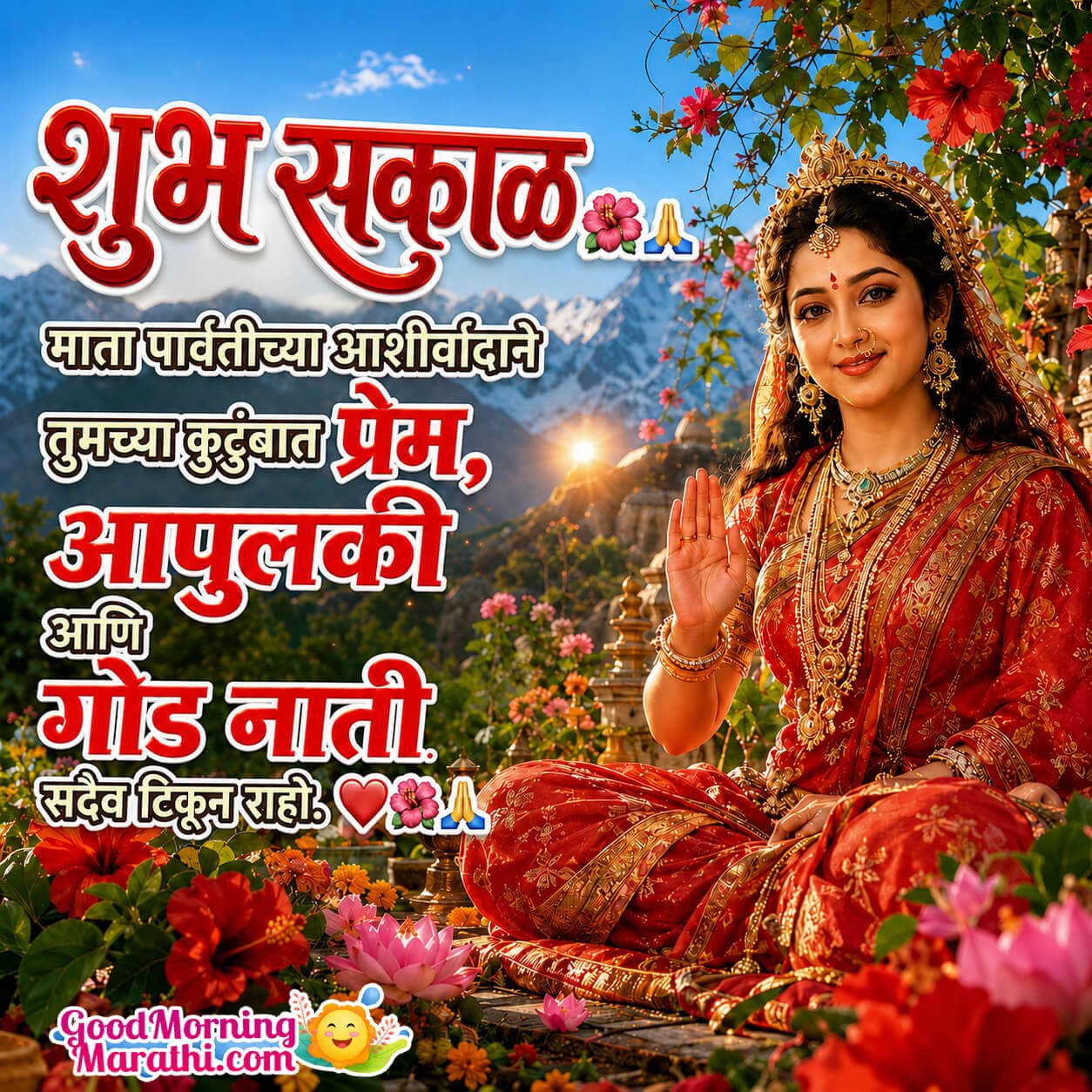 Shubh Prabhat Mata Parvati Blessing Image In Marathi