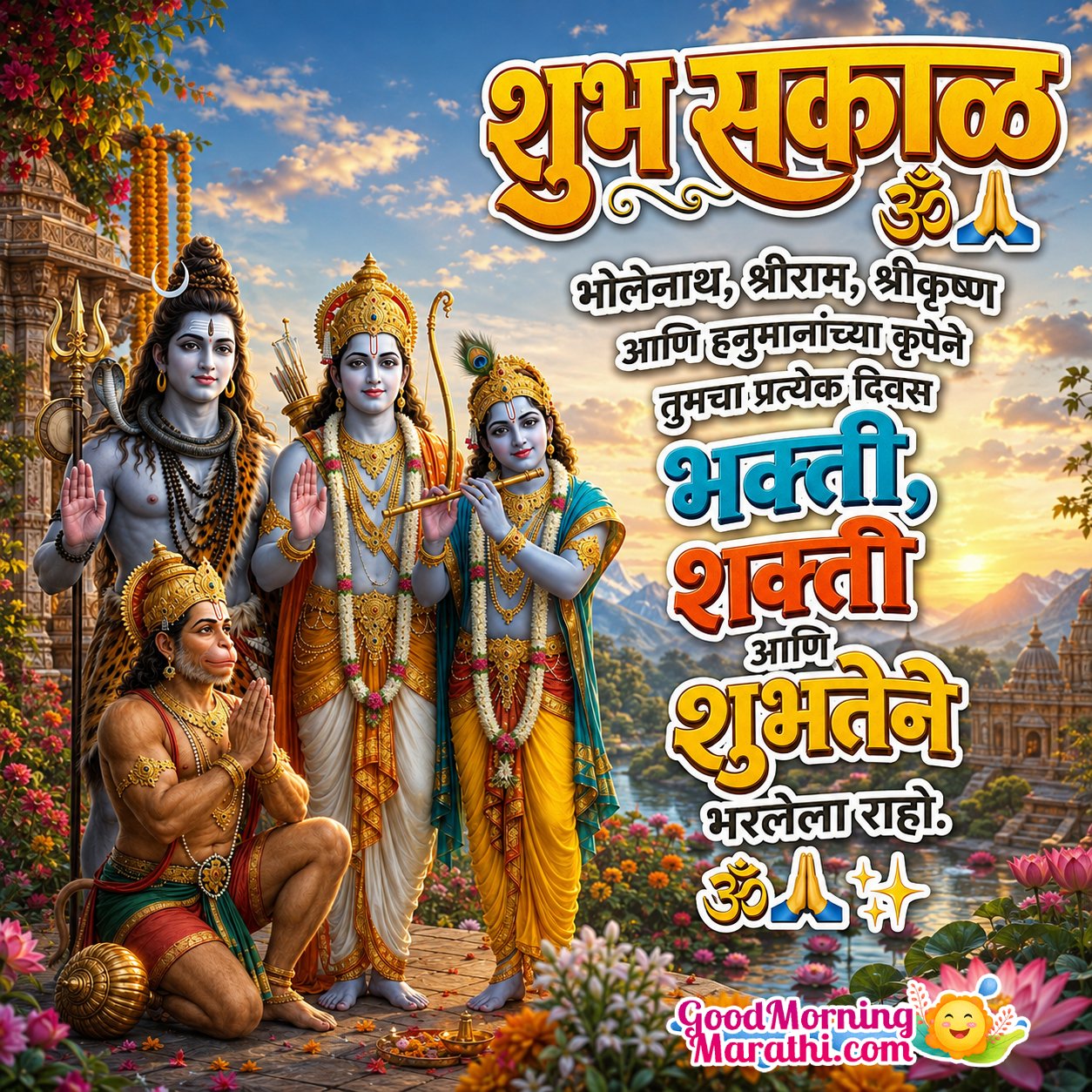 Shubh Sakaal Bholenath, Shri Ram, Shri Krishna Marathi Photo