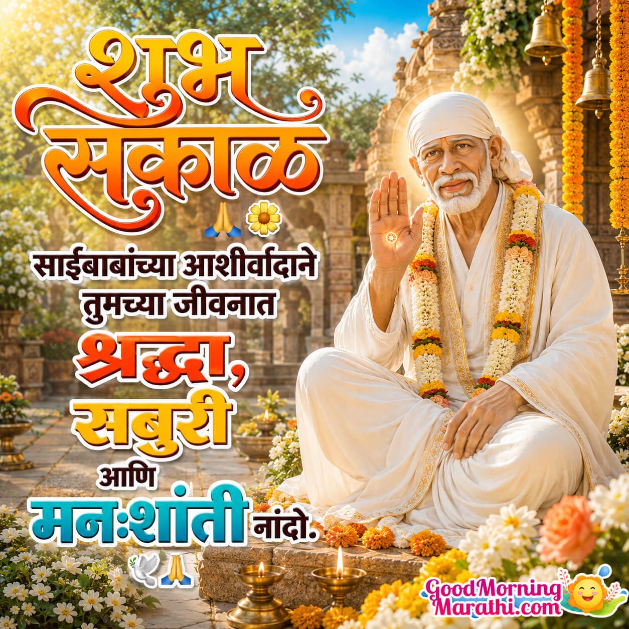 Shubh Sakaal Sai Baba Blessing Image In Marathi